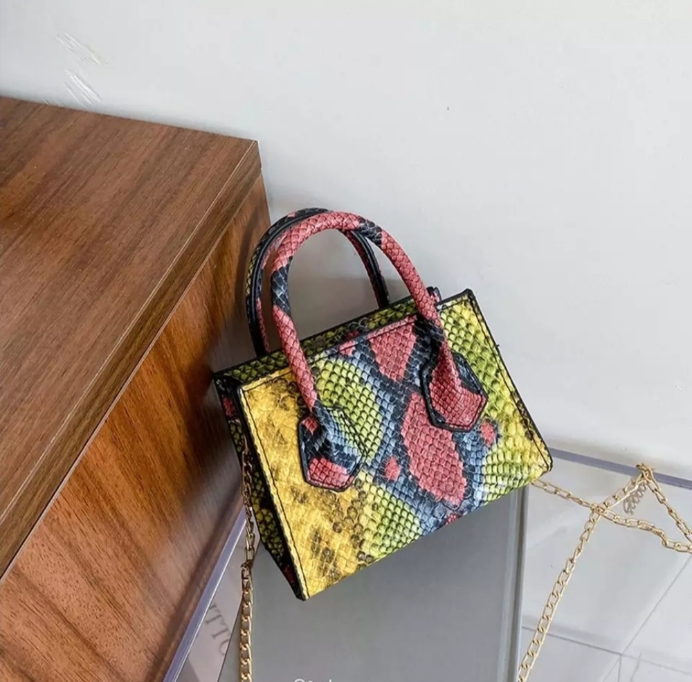 Snakeskin Mini Crossbody Bag - Red
